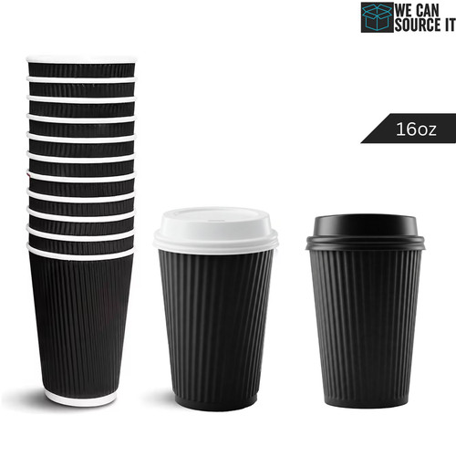 Black ripple paper coffee cups - black,