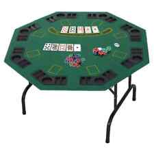Folding Poker Table 8 Player Games Steel Base With Chip Cup Holder NEW UK