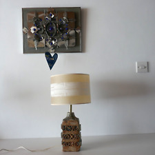 Brutalist 60s 70s  Mid Century Bernard Rooke Studio Pottery Table Lamp and Shade