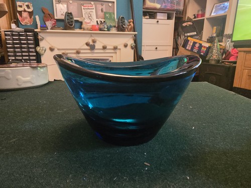Art glass dish - glass, turquoise