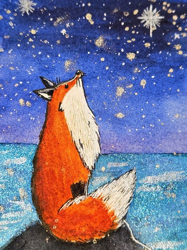 Fox ocean star watercolour - fox,