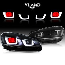 VLAND Red Demon Eyes Headlights Swquential For V0lkwagen G0lf VI MK6  2008-2013