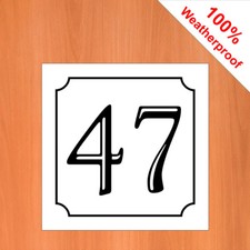 4" Weatherproof self-adhesive vinyl House number sticker 1- 50 Black on White