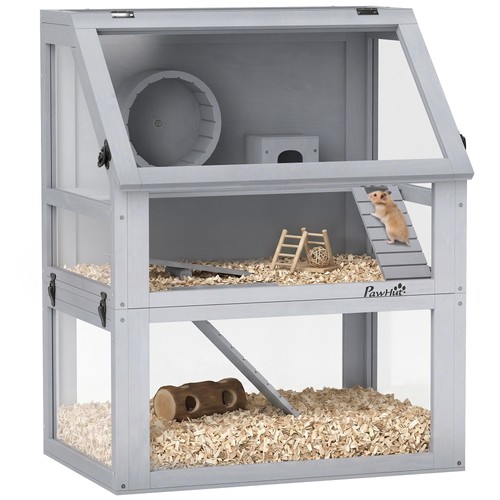 Pawhut wooden hamster cage - cage, w/