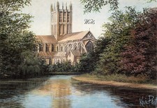 KEVIN PLATT PAINTINGS WELLS TOPOGRAPHICAL POSTCARD UNUSED VERY GD MINT