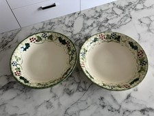 2 x Poole Pottery Winter Vine Pasta/Soup Bowls 22cm 8.5"