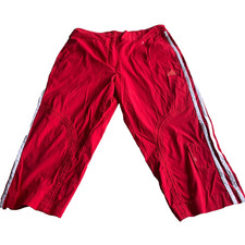 Adidas track pant joggers trousers womens size M red three stripes 3/4 sku 6015