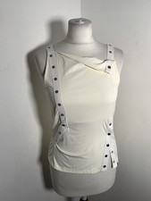 Morgan 90s Y2K blouse top vest UK 8 10 fitted popper detail club rave ruched