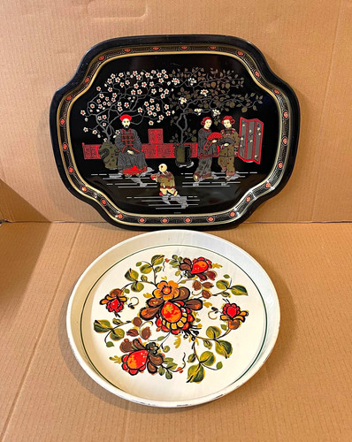 Vintage set metal serving - set, 2
