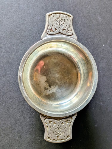Vintage pewter celtic quaich - celtic,