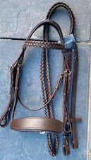 Wide Padded Chunky Hunter Bridle with Plaited Reins & Browband