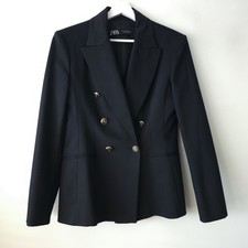 Zara Listing Classic Black Double Breasted Blazer Jacket Size M Medium 10 12