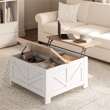 Square Lift-Top Coffee Table with Hidden Compartments for Living Room