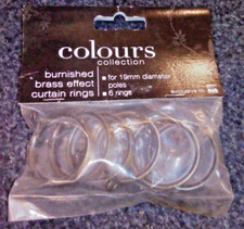 COLOURS B&Q Burnished Bras Effect Curtain Rings 6 Pack Suits 19mm Diameter Pole