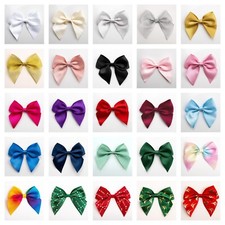 Large Satin Bows 10cm Wide Self Adhesive Pre Tied 38mm Ribbon Hair Wedding Craft