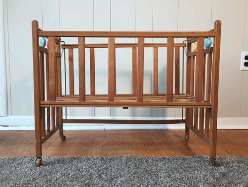 Vintage doll crib dolls wooden - dolls,