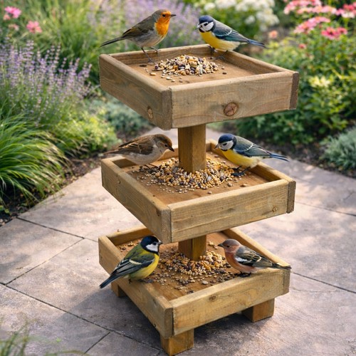 Ground wooden bird tables - ground,