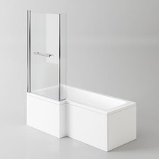 Shower Bath Bathtub Screen Panel Bathroom Set 1700mm Left L Shape Acrylic