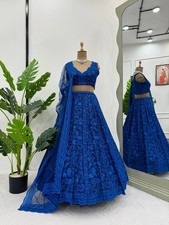 Heavy Blue Faux Georgette Lehenga Choli With Butterfly Net Dupatta For Wedding