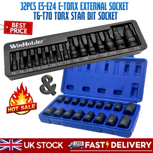 32pc female impact torx star - female, e