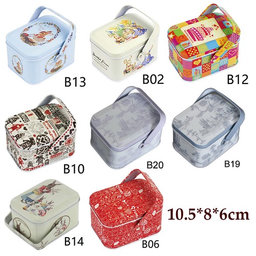 Metal tin box with - metal, handle