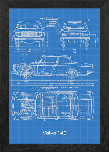 Volvo 142 blueprint framed - 142,