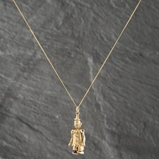 Second Hand 9ct Yellow Gold Clown Pendant & 18 Inch Box Chain 41142550