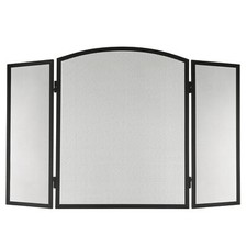 LIVIVO Folding 3 Panel Decorative Fire Screen with Black Steel Mesh