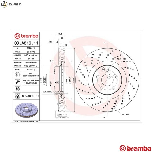 Brake disc a819 - disc, 09.a819.11