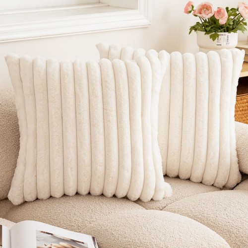 Faux rabbit fur cushion - faux,