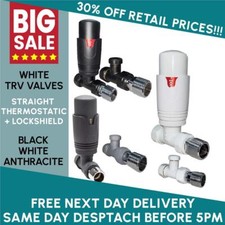 Thermostatic TRV Radiator Valves Set Straight with Lockshield One Pair