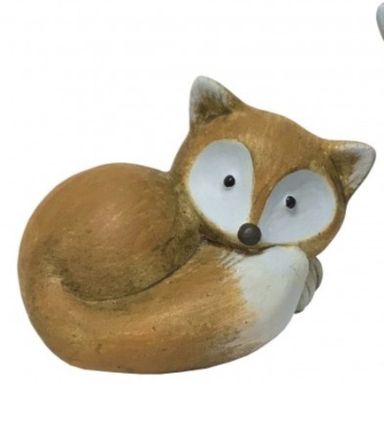 Small ceramic fox laying - ceramic, down