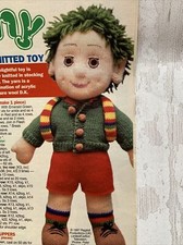 Vtg Alan Dart Knitting Patter. Tiny Tots TV Boy doll backpack toy 43cm tall