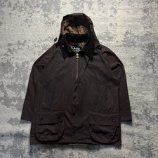 Vintage Barbour Beaufort Hooded Brown Cotton Wax Jacket England Men’s L / XL