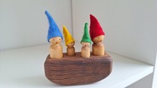 Handmade Wooden Felt Peg People Boat Waldorf Steiner Toy Family 