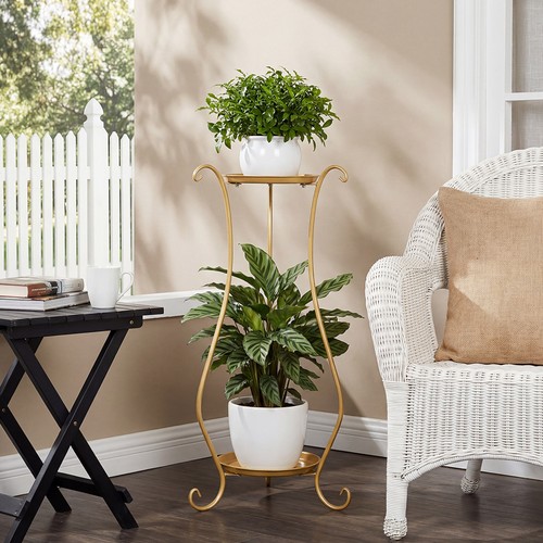 Tier golden plant shelf - 2-tier,