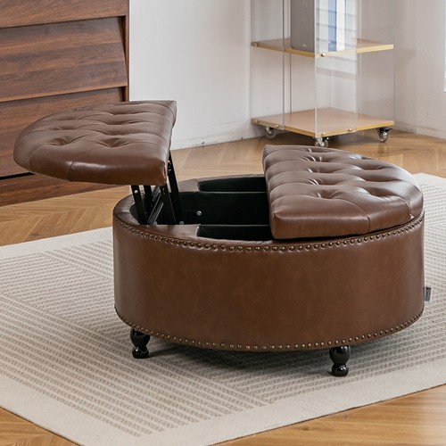 80cm round button chesterfield - 80cm,