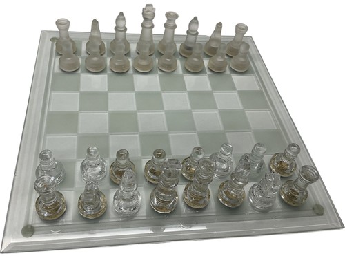 Glass chess set frosted and - frosted,
