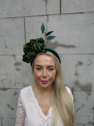 Rose floral dark emerald - rose,