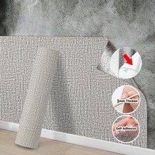 3MM Thick Self-Adhesive Thermal Insulation Wallpaper Gray Linen Plain Wall Paper