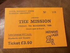MISSION/ROSE OF AVALANCHE RARE CONCERT TICKET STUB GLASGOW, SCOTLAND 11/07/1986