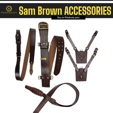 Sam Browne Belt Shoulder Strap Sword Frog Sword Knot Brown Leather Uniform set 3