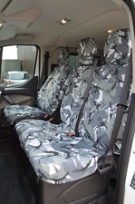 Fits Peugeot Expert 2017 on Tailored Front Waterproof Seat Covers in Grey Camo