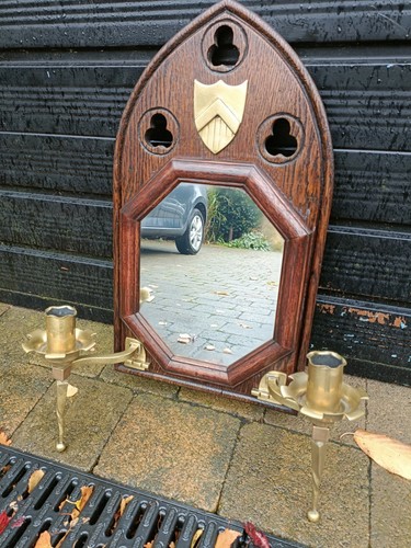 Church oak mirror with heavy - mirror,