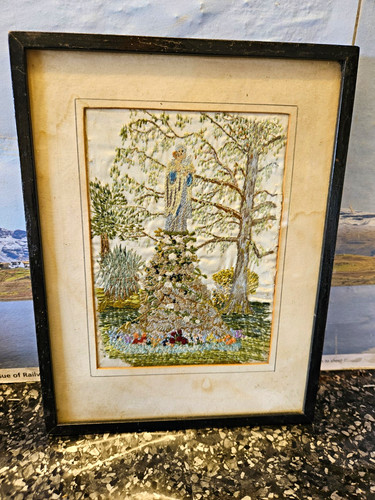 Vintage framed silk embroidery - vintage,