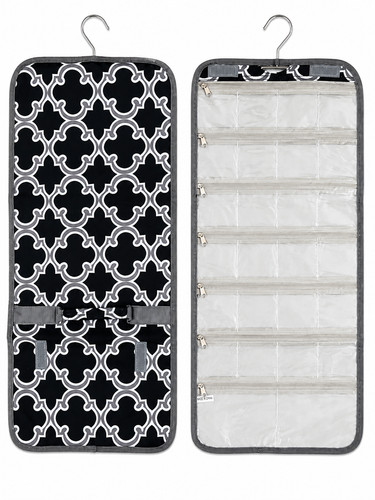 Black gray quatrefoil jewelry - gray,