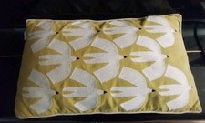 Rare HTF Scion Embroidered Parajo (Bird) Yellow Cushion 100% Cotton VGC 48X 26cm