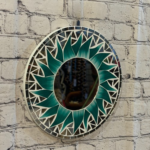 Green sun flame mosaic tile - green,