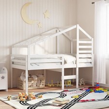 High Sleeper Bed with Roof Loft Bed Bunk Bed Frame Solid Wood Pine vidaXL