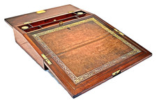 William IV Rosewood Writing Slope with Inkwells & Key